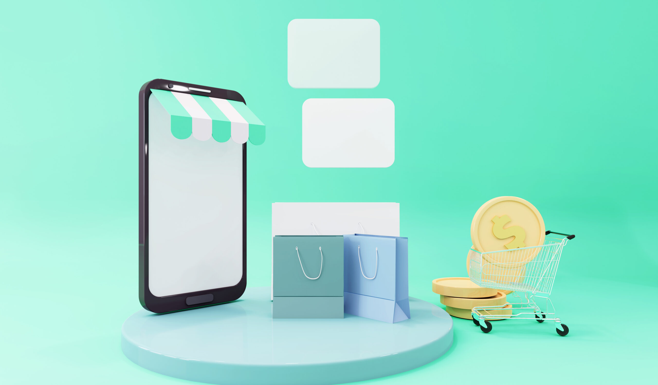 3D mobile phone pastel color with graphic