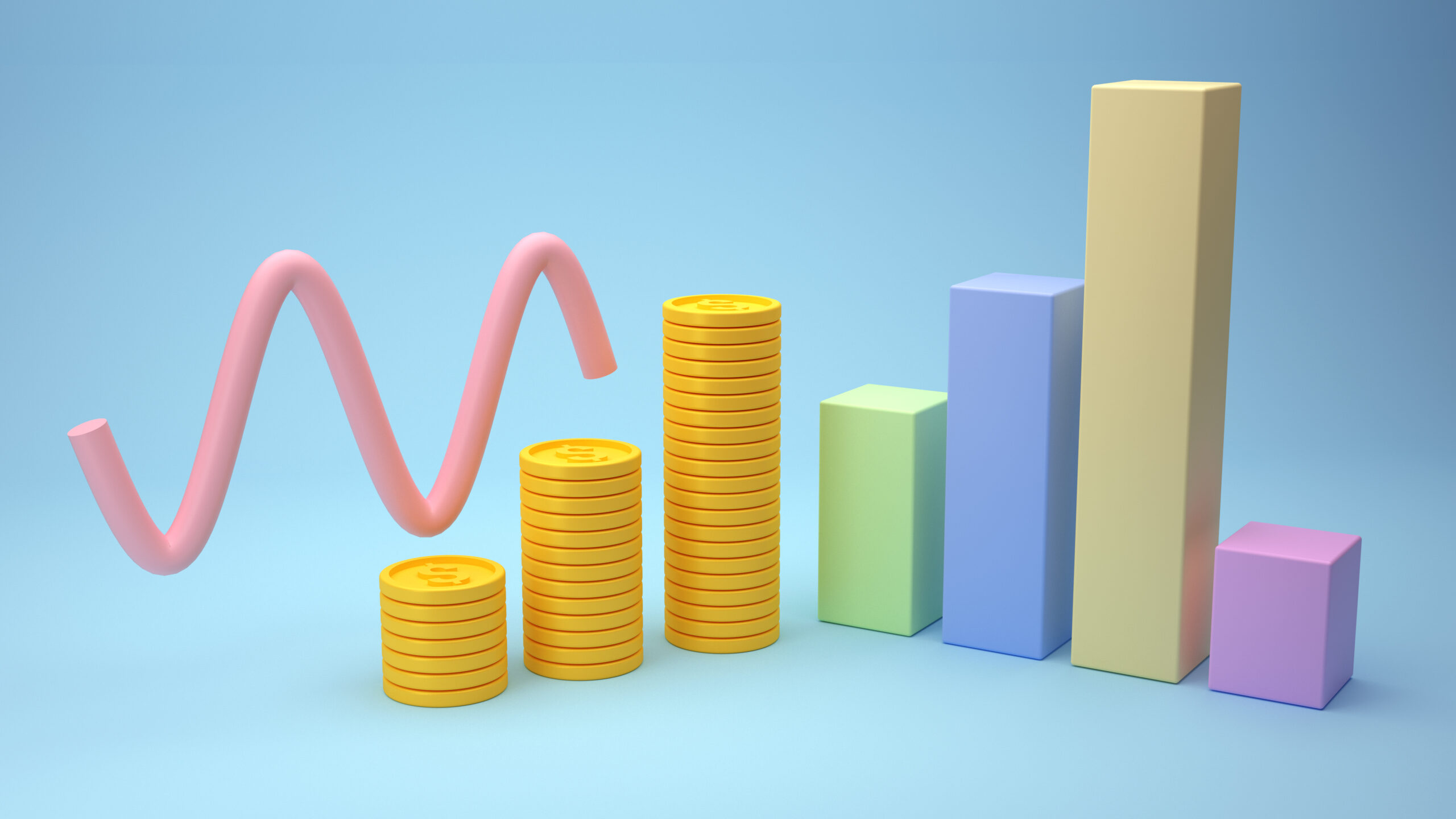 Financial data chart on blue background 3d render